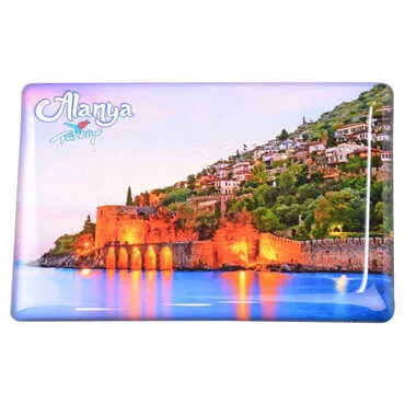 Toptan Alanya Temalı Myros Dikdörtgen Magnet 80x55 mm - 17