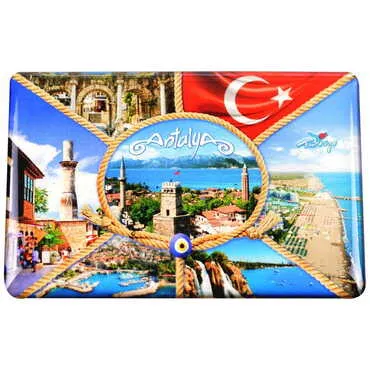 Antalya Themed Epoxy Dome Rectangle Souvenir Fridge Magnet 80x55 cm - 12