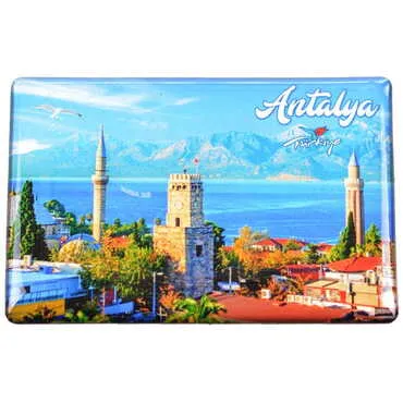 Antalya Themed Epoxy Dome Rectangle Souvenir Fridge Magnet 80x55 cm - 23