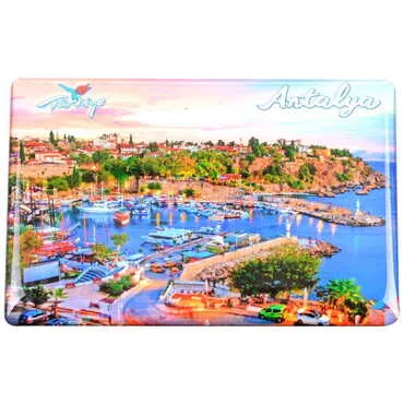 Antalya Themed Epoxy Dome Rectangle Souvenir Fridge Magnet 80x55 cm - 24
