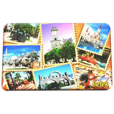 Belek Themed Epoxy Dome Rectangle Souvenir Fridge Magnet 80x55 cm - 9