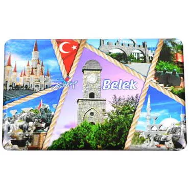 Belek Themed Epoxy Dome Rectangle Souvenir Fridge Magnet 80x55 cm - 13