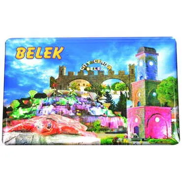 Belek Themed Epoxy Dome Rectangle Souvenir Fridge Magnet 80x55 cm - 16