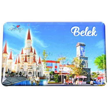 Belek Themed Epoxy Dome Rectangle Souvenir Fridge Magnet 80x55 cm - 17