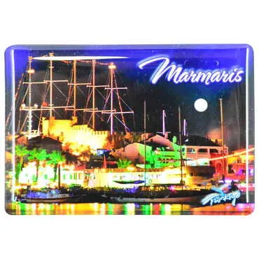 Toptan Marmaris Temalı Myros Dikdörtgen Magnet 80x55 mm - 12