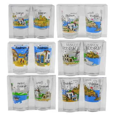 Bodrum Themed Shot Glass Set of 2 Pcs - 4
