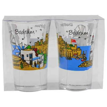 Bodrum Themed Shot Glass Set of 2 Pcs - 11