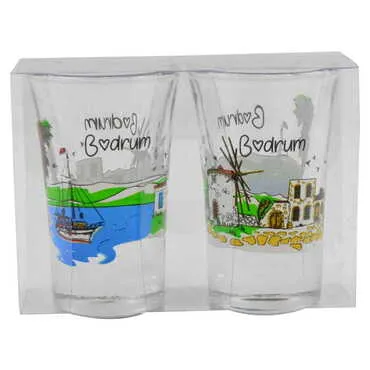 Bodrum Themed Shot Glass Set of 2 Pcs - 12