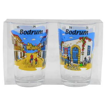 Bodrum Themed Shot Glass Set of 2 Pcs - 14
