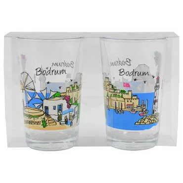 Bodrum Themed Shot Glass Set of 2 Pcs - 15
