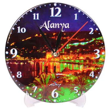 Toptan Alanya Temalı Myros 17 Cm.yuvarlak Saat  - 4