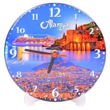 Toptan Alanya Temalı Myros 17 Cm.yuvarlak Saat  - 5