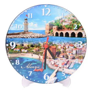 Toptan Alanya Temalı Myros 17 Cm.yuvarlak Saat  - 6