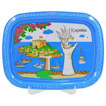 Toptan Kuşadası Temalı Myros Metal Resimli Tepsi 305x235 mm - 4