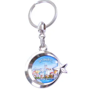 Istanbul Themed Metal Turkish Flag Enamel Keychain - 8