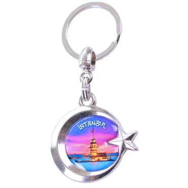 Istanbul Themed Metal Turkish Flag Enamel Keychain - 9