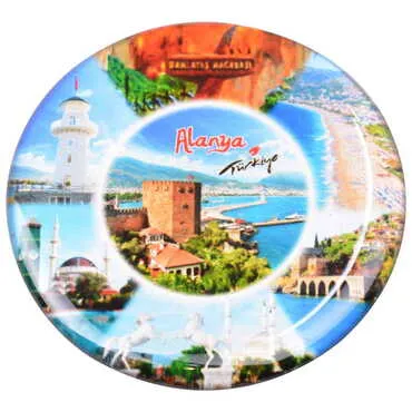 Alanya Themed Epoxy Dome Round Souvenir Fridge Magnet 67 mm - 10
