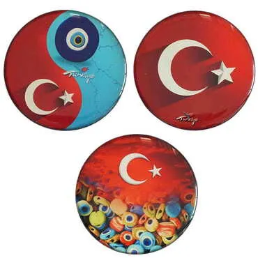 Turkey Themed Epoxy Dome Round Souvenir Fridge Magnet 67 mm - 2