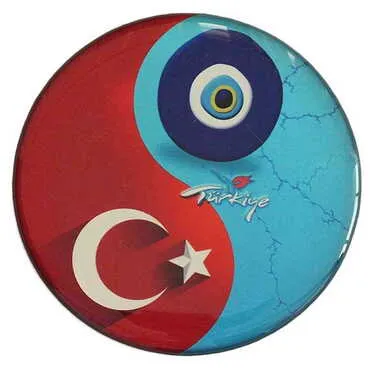 Turkey Themed Epoxy Dome Round Souvenir Fridge Magnet 67 mm - 5
