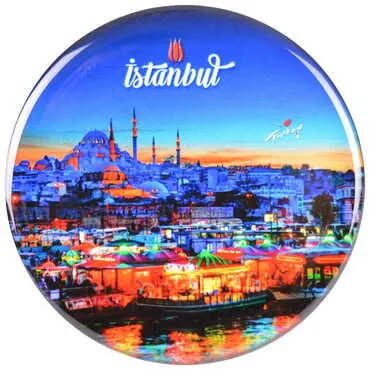 Toptan İstanbul Temalı Myros Yuvarlak Magnet 67 mm - 18