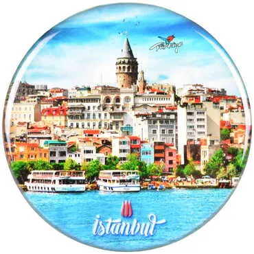 Toptan İstanbul Temalı Myros Yuvarlak Magnet 67 mm - 22