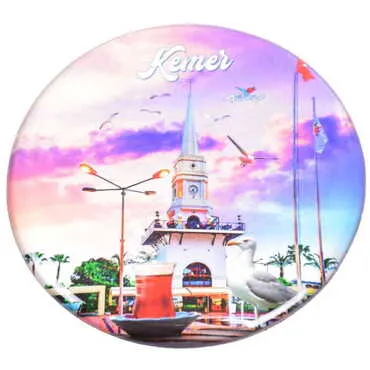 Kemer Themed Epoxy Dome Round Souvenir Fridge Magnet 67 mm - 10