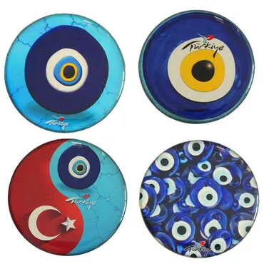 Evil Eye Themed Epoxy Dome Round Souvenir Fridge Magnet 67 mm - 2