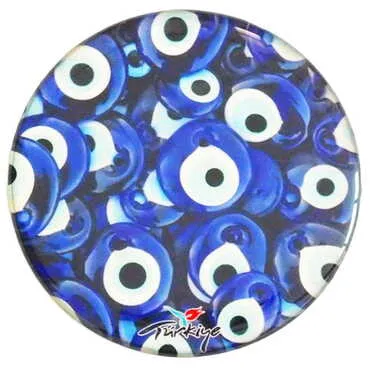 Evil Eye Themed Epoxy Dome Round Souvenir Fridge Magnet 67 mm - 3
