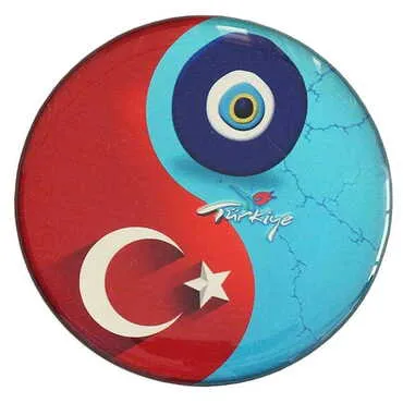 Evil Eye Themed Epoxy Dome Round Souvenir Fridge Magnet 67 mm - 4