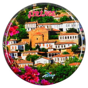 Şirince Themed Epoxy Dome Round Souvenir Fridge Magnet 67 mm - 3