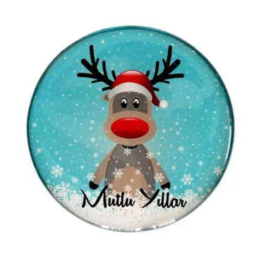 Christmas Themed Epoxy Dome Round Souvenir Fridge Magnet 67 mm - 6
