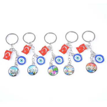 Belek Themed Metal Evil Eye Enamel Keychain - 2