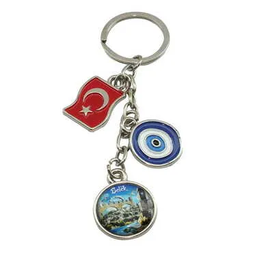Belek Themed Metal Evil Eye Enamel Keychain - 3