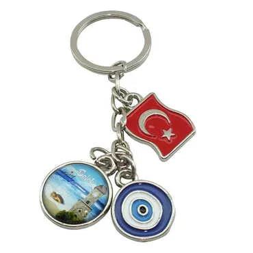 Belek Themed Metal Evil Eye Enamel Keychain - 6