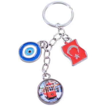 Istanbul Themed Metal Evil Eye Enamel Keychain - 3