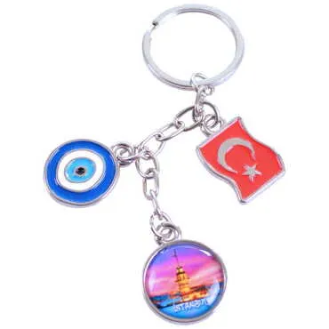 Istanbul Themed Metal Evil Eye Enamel Keychain - 4