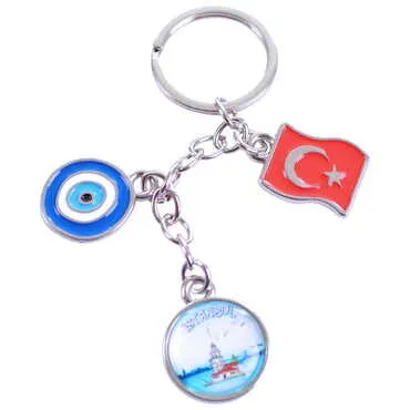 Istanbul Themed Metal Evil Eye Enamel Keychain - 6