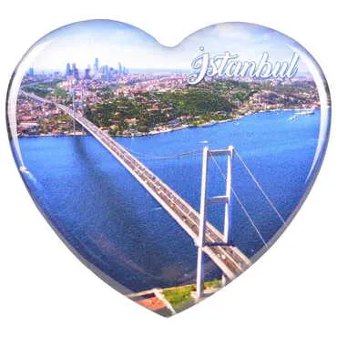 Toptan İstanbul Temalı Myros Kalp Magnet 65x60 mm - 31