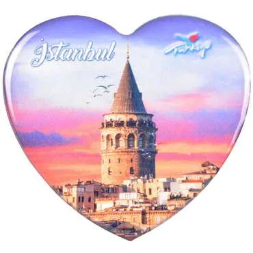 Toptan İstanbul Temalı Myros Kalp Magnet 65x60 mm - 29