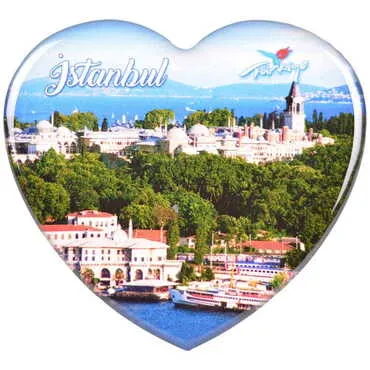 Toptan İstanbul Temalı Myros Kalp Magnet 65x60 mm - 28