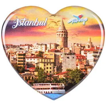 Toptan İstanbul Temalı Myros Kalp Magnet 65x60 mm - 27