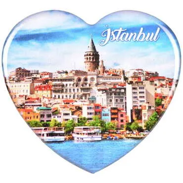 Toptan İstanbul Temalı Myros Kalp Magnet 65x60 mm - 26