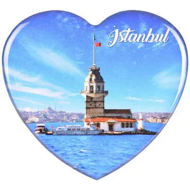 Toptan İstanbul Temalı Myros Kalp Magnet 65x60 mm - 24