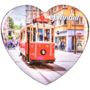 Toptan İstanbul Temalı Myros Kalp Magnet 65x60 mm - 23