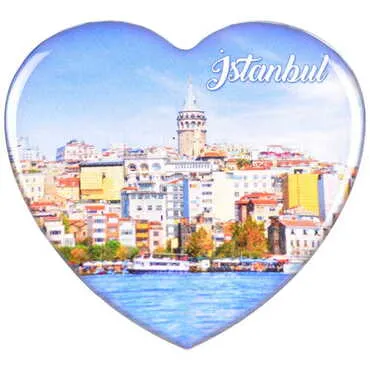 Toptan İstanbul Temalı Myros Kalp Magnet 65x60 mm - 22