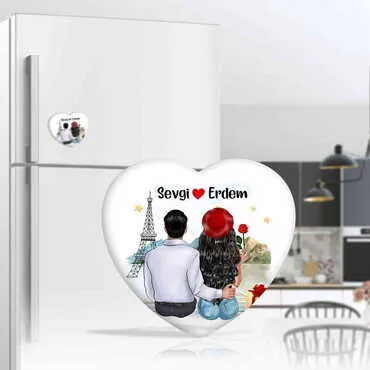 Toptan Sevgiliye Özel Myros Kalp Magnet 65x60 mm - 4
