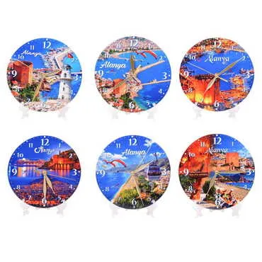 Alanya Themed Ceramic Wall Clock 20 Cm - 2