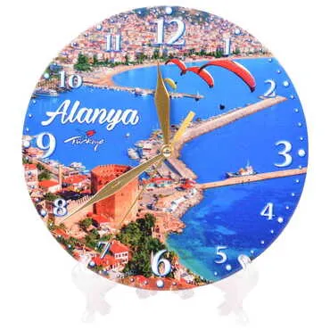 Alanya Themed Ceramic Wall Clock 20 Cm - 3