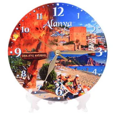 Alanya Themed Ceramic Wall Clock 20 Cm - 4