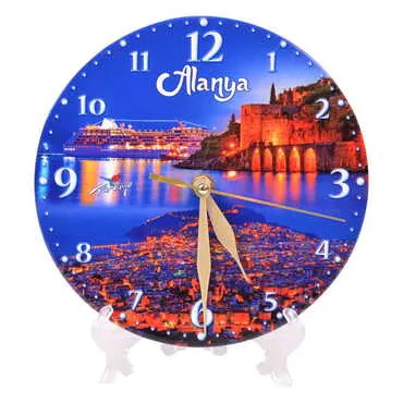 Alanya Themed Ceramic Wall Clock 20 Cm - 5